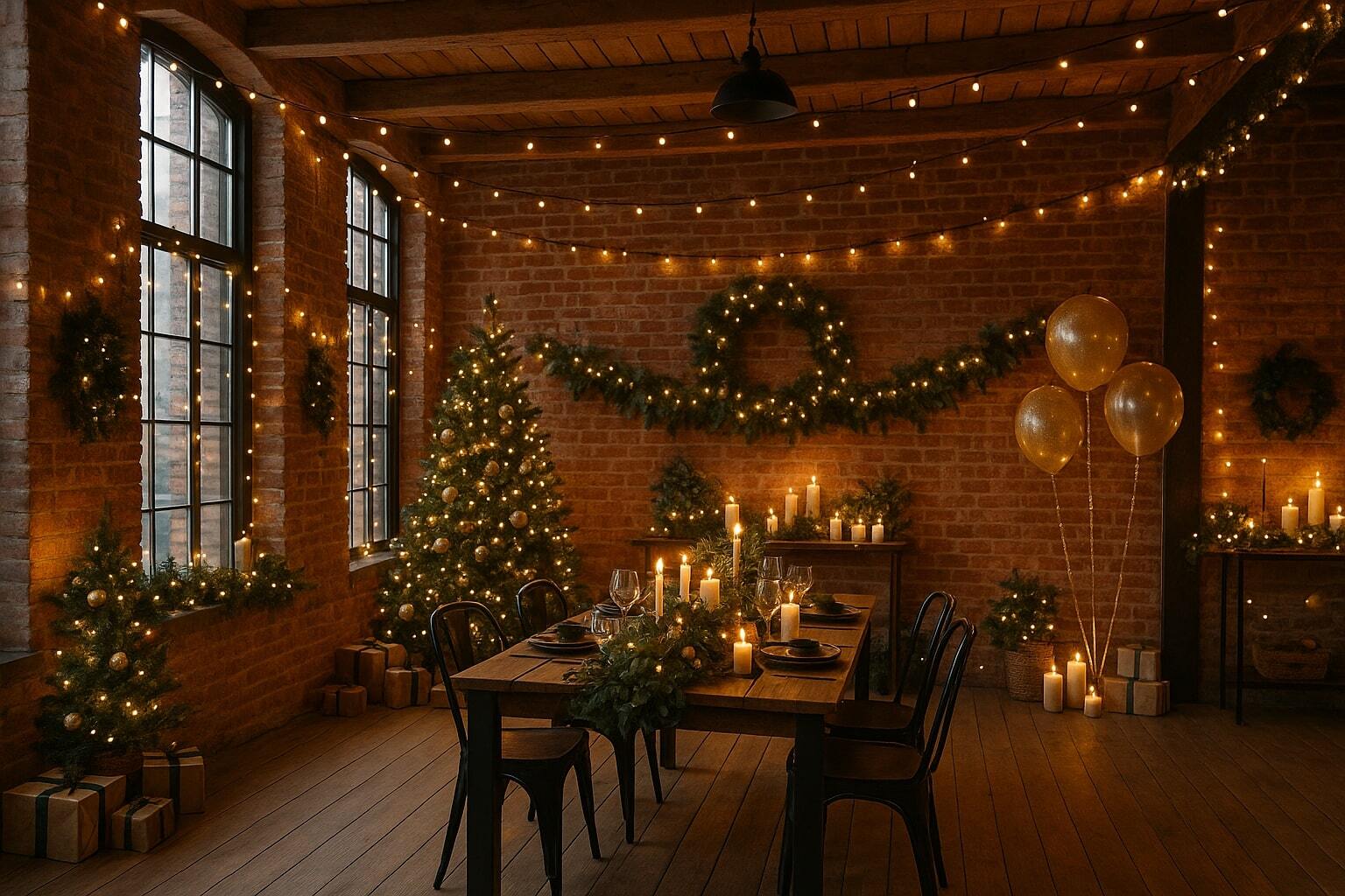 Украшение лофта к празднику — минимализм и стиль